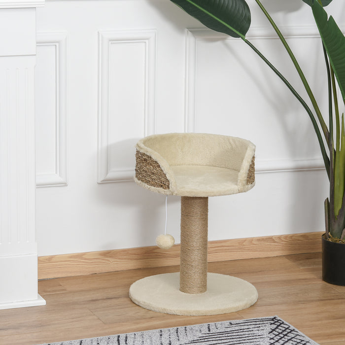 Basics Tower - Cat Tree with Bed, Scratching Post & Dangling Ball Perch - Ideal for Kitten Play & Lounge, Beige