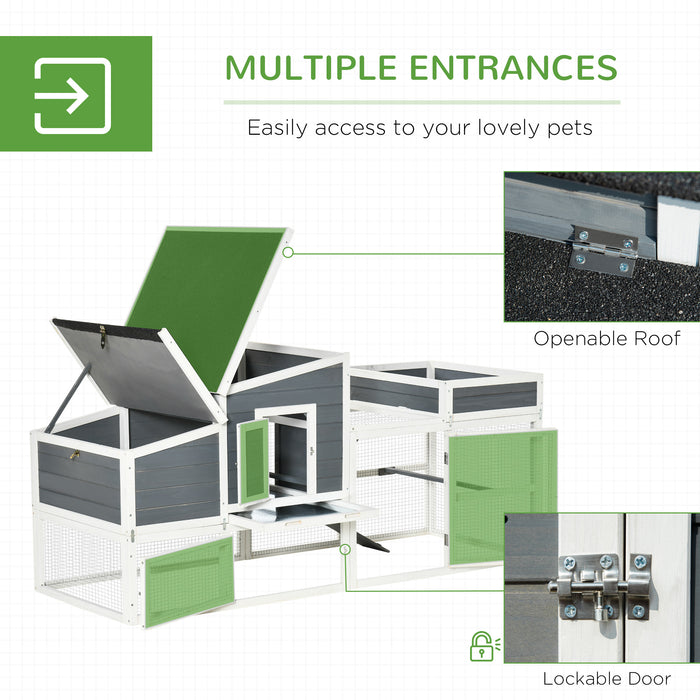 Deluxe Wooden Chicken Coop with Plant Box - Hen House, Nesting Box, Openable Roof, Outdoor Run, Removable Tray - Ideal for Poultry Care, 191.5x80x90cm