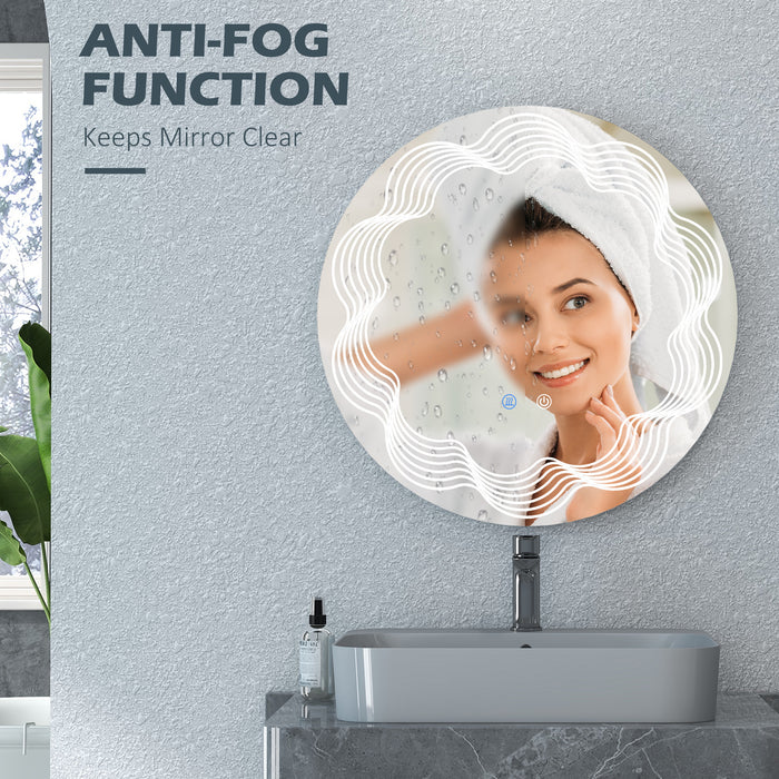 LED Dimmable Lighted Vanity Mirror - Wall Mounted Bathroom Mirror with 3 Color Settings and Smart Touch Control - Anti-Fog Feature for Clear Reflections, 71cm