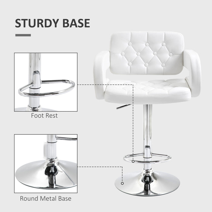 Height-Adjustable Swivel Barstool with Armrest and Footrest - PU Leather Upholstery, Ergonomic Back Support for Kitchen Comfort - Tailored for Home Bar Enthusiasts and Casual Diners