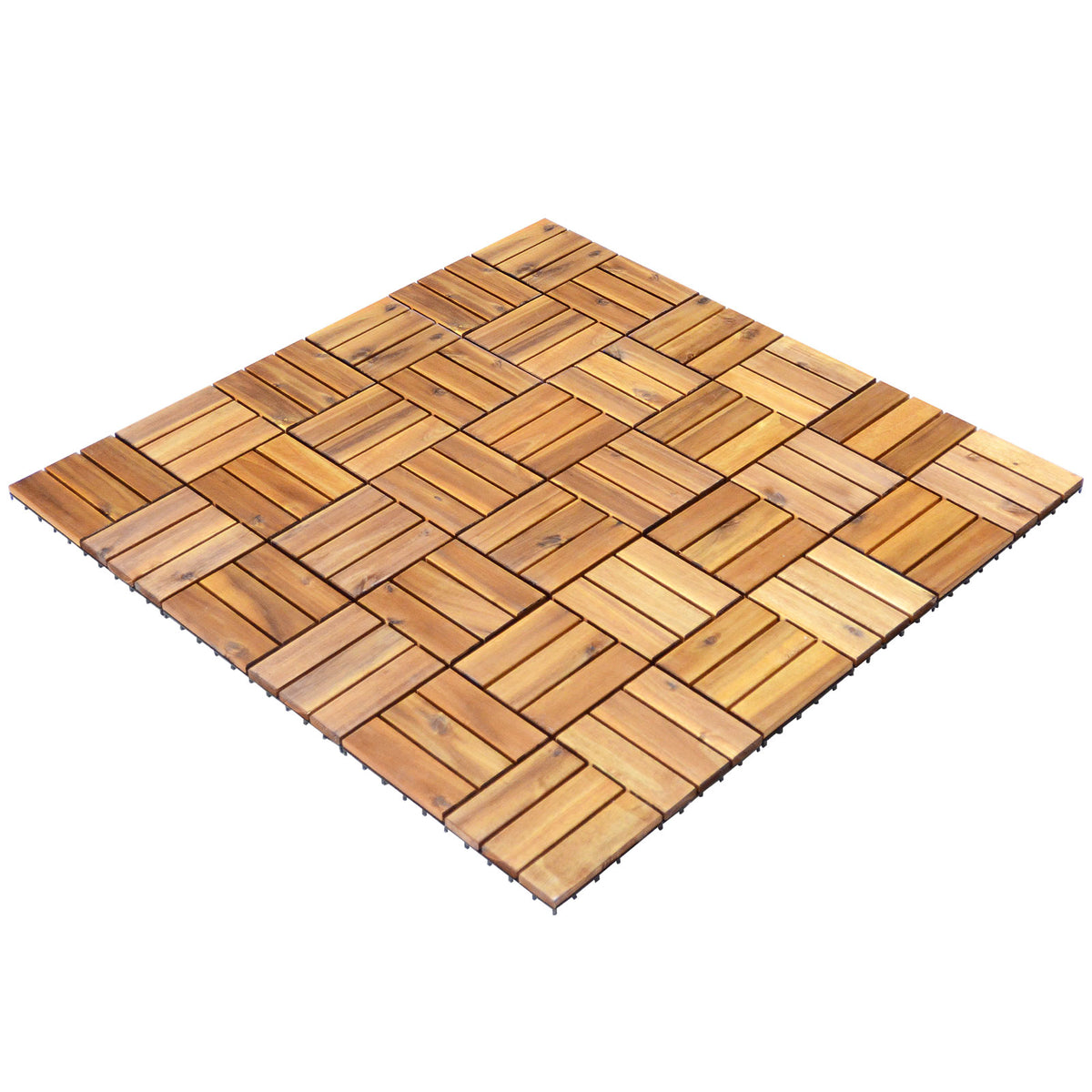 Acacia Wood 27 Pieces - Interlocking Patio Deck Tile, Easy No-Tool Installation - Perfect for Outdoor Home Improvement Projects
