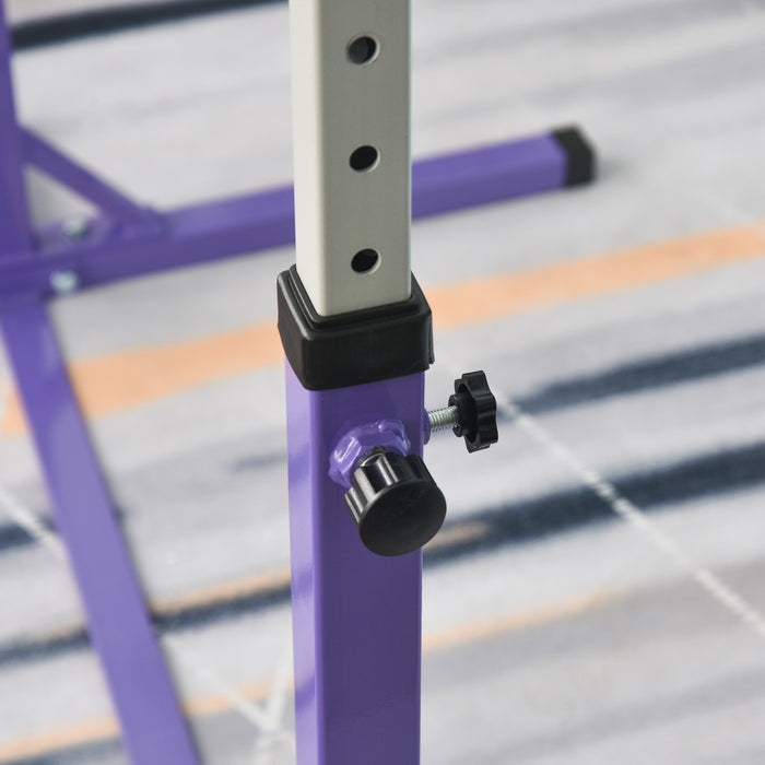 Adjustable Horizontal Gymnastics Bar in Purple - Steel Frame, Junior Kip High Bar for Home Gym Training - Ideal for Children's Gymnastic Development & Fitness