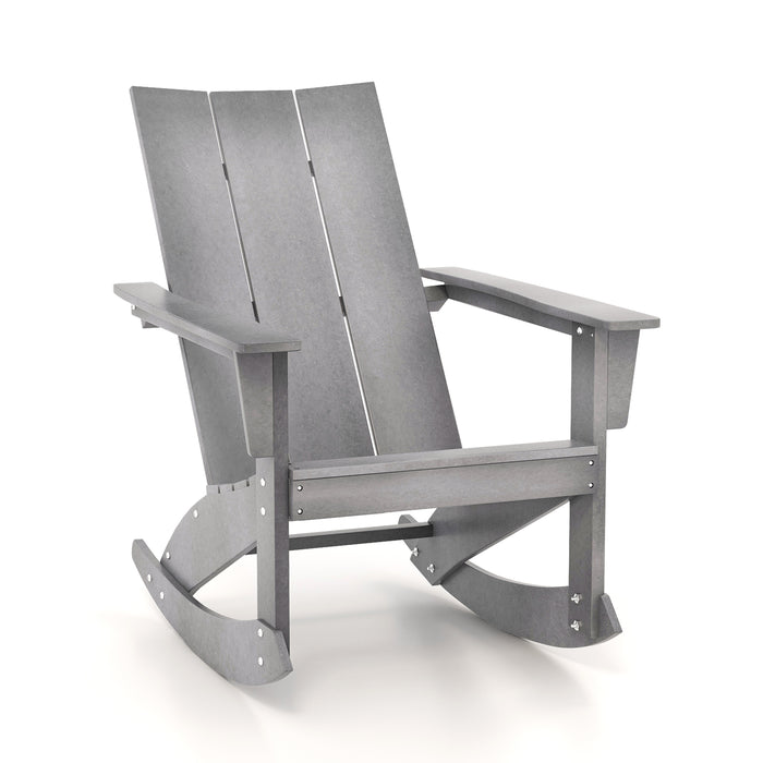 Waterproof Adirondack Rocking Chair - Gray, Porch-Friendly, Curved Back Design - Ideal for Outdoor Relaxation and Comfort