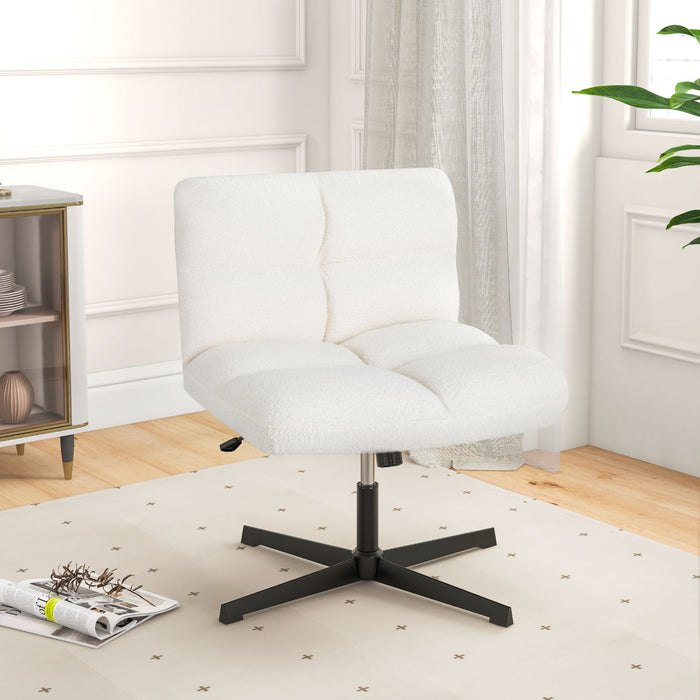 Armless Adjustable Office Chair - Imitation Lamb Fleece Design - Perfect for Comfortable, Cozy Seating in Workspace