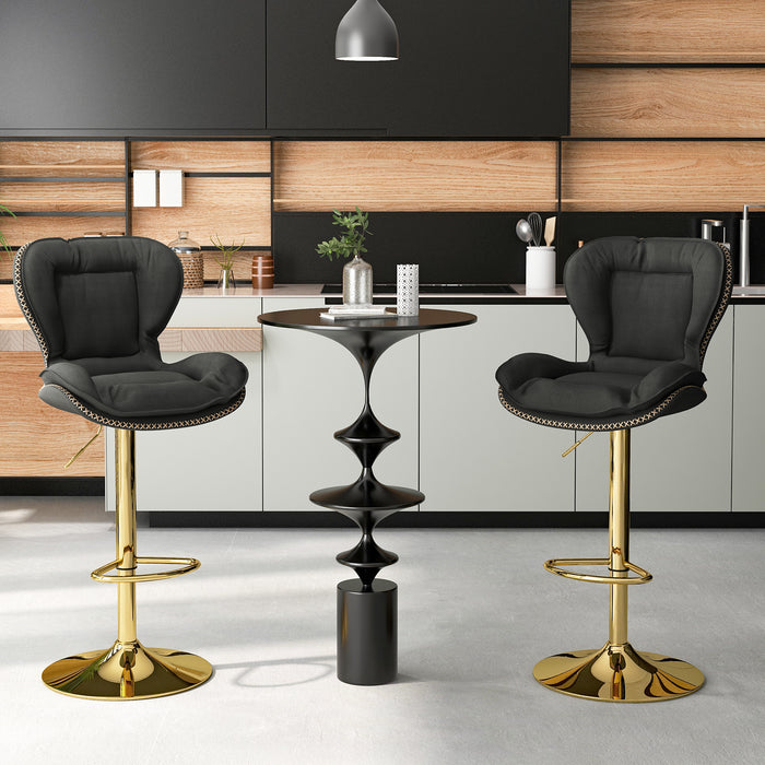 PU Leather Adjustable Seats - Bar Stool Set of 2, Padded and Comfortable - Ideal for Home Bars and Kitchen Counters