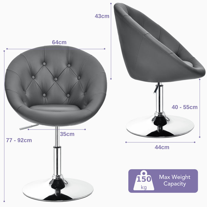 360° Swivel Adjustable Bar Stool - PU Leather Vanity Chair in Black - Ideal for Kitchen, Bar, and Vanity Use