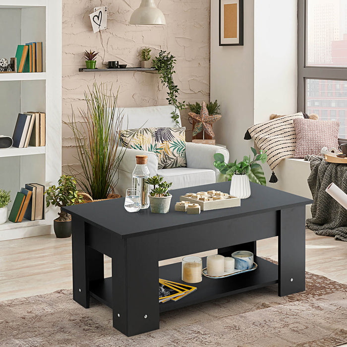 Adjustable Height Coffee Table - Featuring Two Storage Shelves and Lift-Top Design - Perfect for Small Spaces or Multi-Functional Home Decor