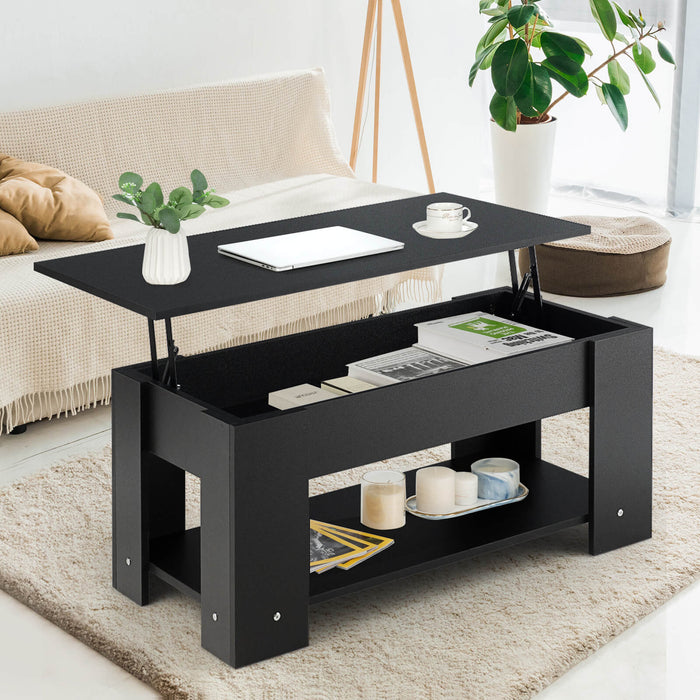 Adjustable Height Coffee Table - Featuring Two Storage Shelves and Lift-Top Design - Perfect for Small Spaces or Multi-Functional Home Decor