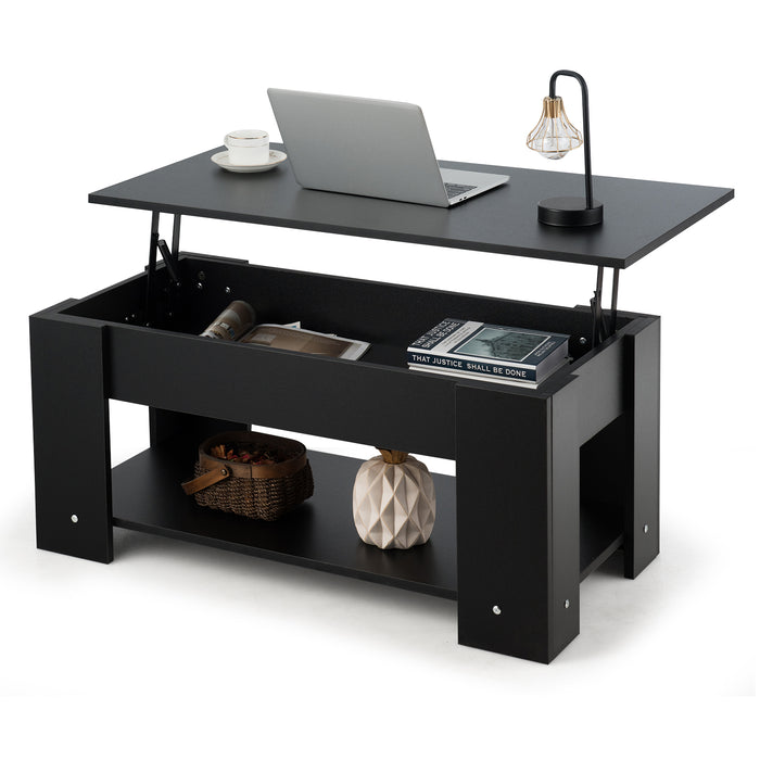 Adjustable Height Coffee Table - Featuring Two Storage Shelves and Lift-Top Design - Perfect for Small Spaces or Multi-Functional Home Decor