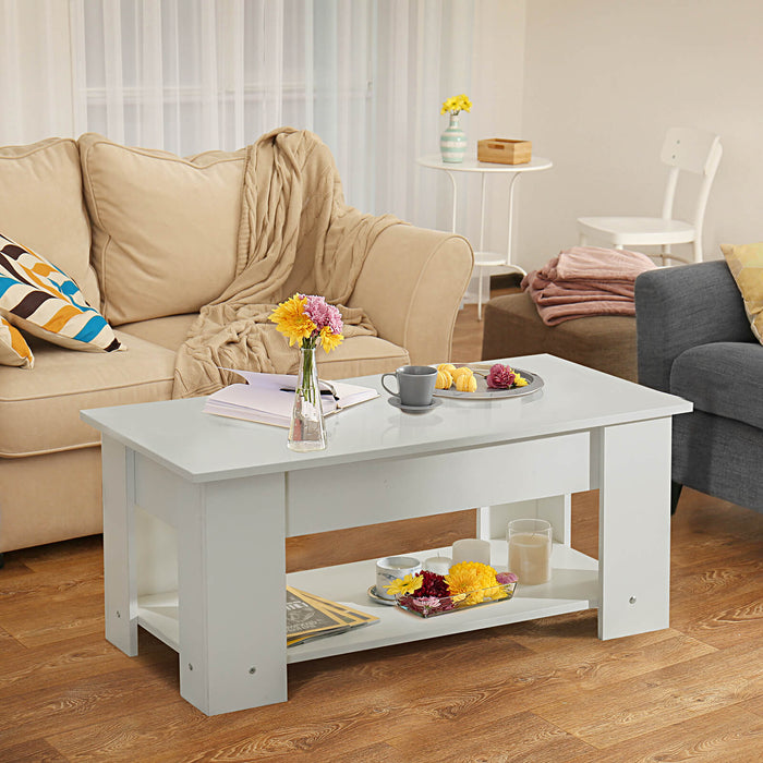 Adjustable Height Coffee Table - Featuring Two Storage Shelves and Lift-Top Design - Perfect for Small Spaces or Multi-Functional Home Decor