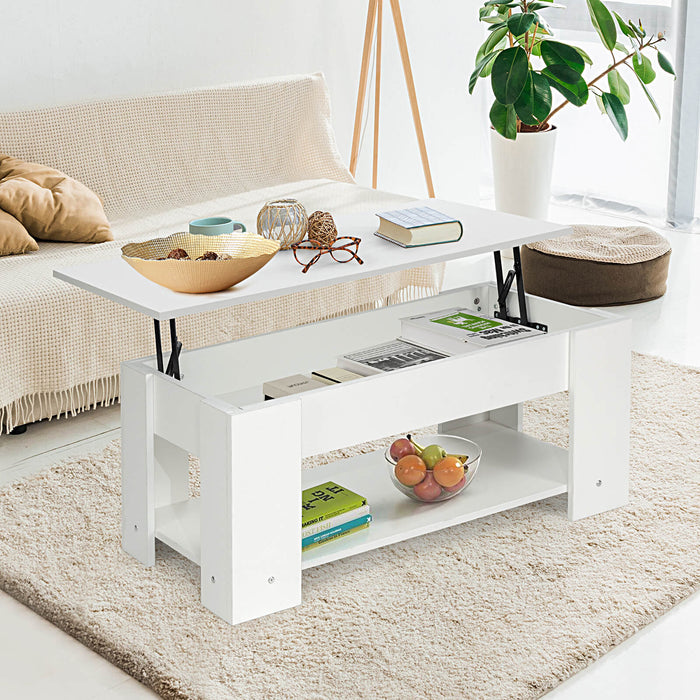 Adjustable Height Coffee Table - Featuring Two Storage Shelves and Lift-Top Design - Perfect for Small Spaces or Multi-Functional Home Decor