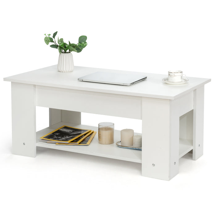 Adjustable Height Coffee Table - Featuring Two Storage Shelves and Lift-Top Design - Perfect for Small Spaces or Multi-Functional Home Decor