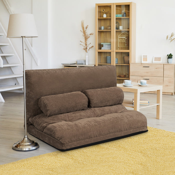 Convertible Floor Sofa Bed - Lounge Seating with 2 Included Waist Pillows - Ideal for Comfort and Added Support