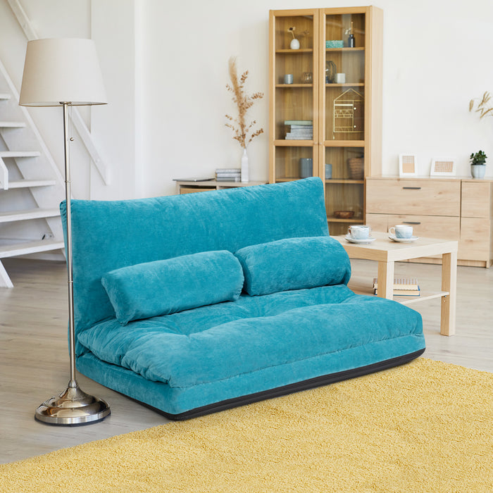 Convertible Floor Sofa Bed - Lounge Seating with 2 Included Waist Pillows - Ideal for Comfort and Added Support
