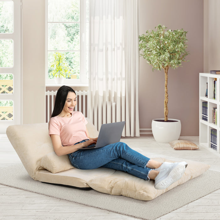 Convertible Floor Sofa Bed - Lounge Seating with 2 Included Waist Pillows - Ideal for Comfort and Added Support