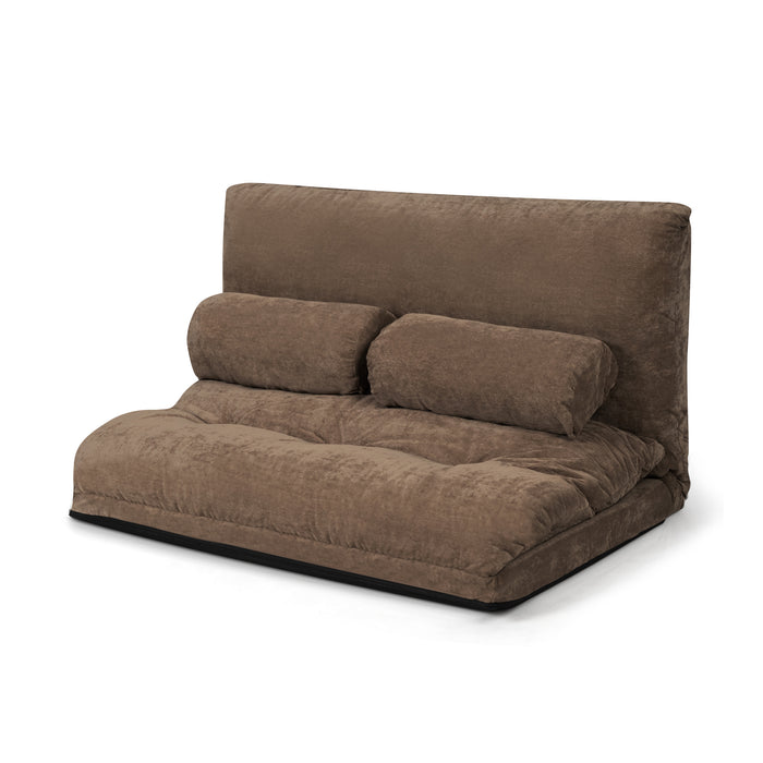 Convertible Floor Sofa Bed - Lounge Seating with 2 Included Waist Pillows - Ideal for Comfort and Added Support