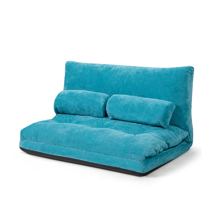 Convertible Floor Sofa Bed - Lounge Seating with 2 Included Waist Pillows - Ideal for Comfort and Added Support
