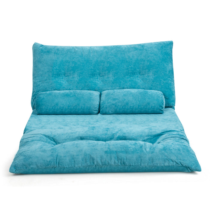 Convertible Floor Sofa Bed - Lounge Seating with 2 Included Waist Pillows - Ideal for Comfort and Added Support