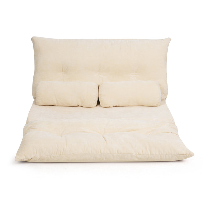 Convertible Floor Sofa Bed - Lounge Seating with 2 Included Waist Pillows - Ideal for Comfort and Added Support