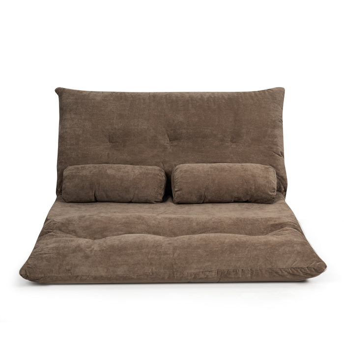 Convertible Floor Sofa Bed - Lounge Seating with 2 Included Waist Pillows - Ideal for Comfort and Added Support