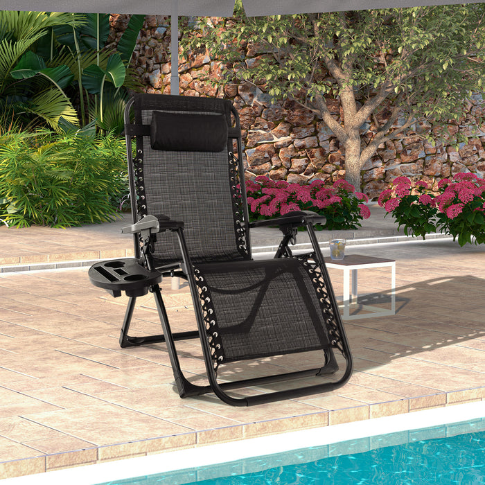 Metal Zero Gravity Lounge Chair, Adjustable - Comfortable Recliner with Cup Holder Tray - Ideal for Relaxation and Outdoor Use
