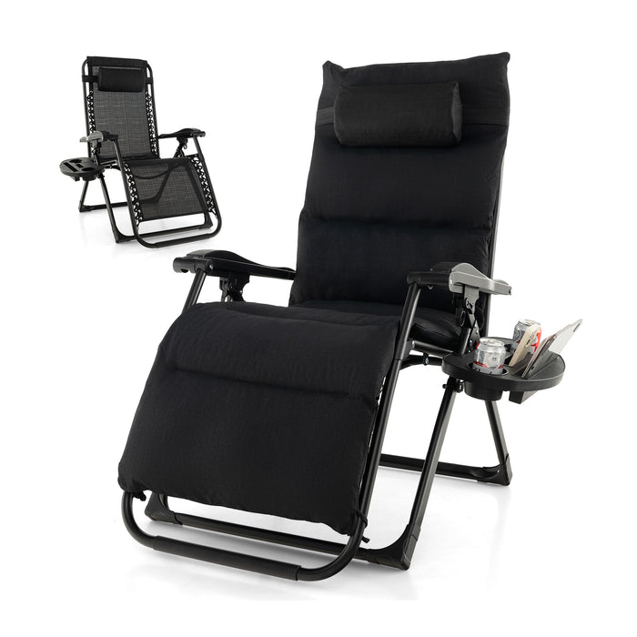 Metal Zero Gravity Lounge Chair, Adjustable - Comfortable Recliner with Cup Holder Tray - Ideal for Relaxation and Outdoor Use