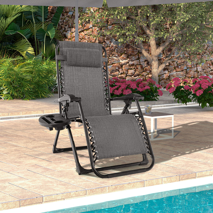 Metal Zero Gravity Lounge Chair, Adjustable - Comfortable Recliner with Cup Holder Tray - Ideal for Relaxation and Outdoor Use