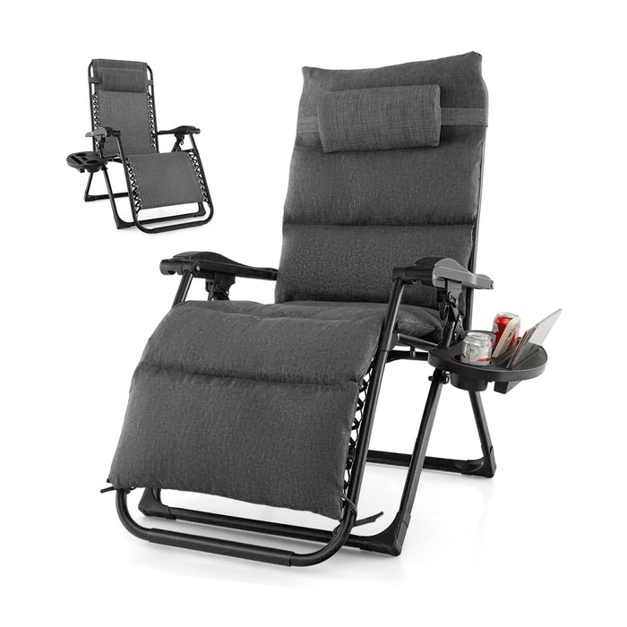 Metal Zero Gravity Lounge Chair, Adjustable - Comfortable Recliner with Cup Holder Tray - Ideal for Relaxation and Outdoor Use