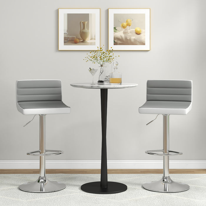 Adjustable Swivel Bar Chairs 2 PCS - Anti-Slip Metal Base, Grey Design with Footrest - Ideal for Home Bar or Kitchen Counter Seating