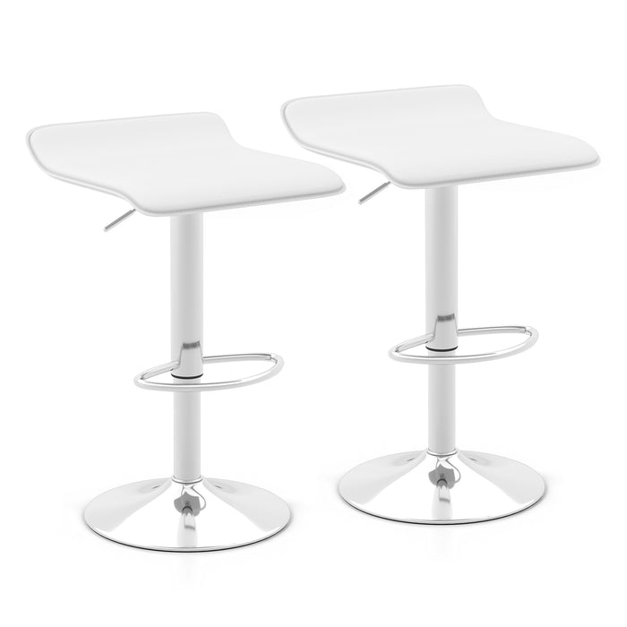 Swivel Bar Stool Set of 2 - Adjustable with Wave-Shaped Seat - Perfect for Casual Dining and Home Bars