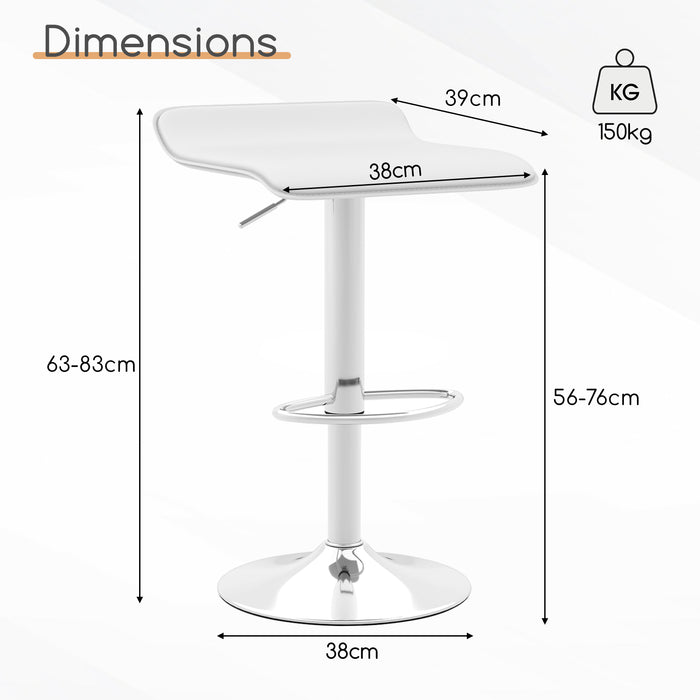Swivel Bar Stool Set of 2 - Adjustable with Wave-Shaped Seat - Perfect for Casual Dining and Home Bars