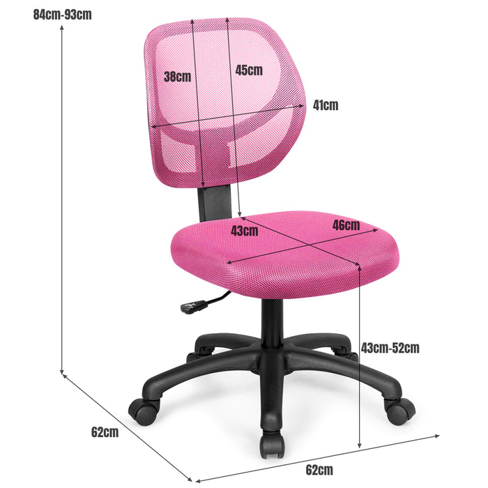 Kid's Adjustable Swivel Office Chair - Featuring Lumbar Support, Comfortable Seating - Perfect for Studying, Children's Ergonomic Furniture in Pink