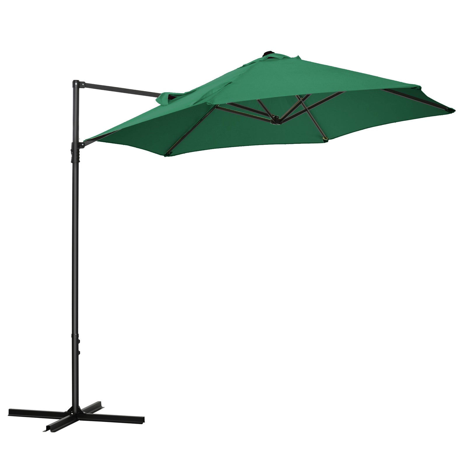 360° Rotating Offset Roma Umbrella - 2.5M Green Sun Shade Canopy Shelter with Cross Base for Outdoor Gardens - Square Patio Umbrella for Sun Protection and Comfort
