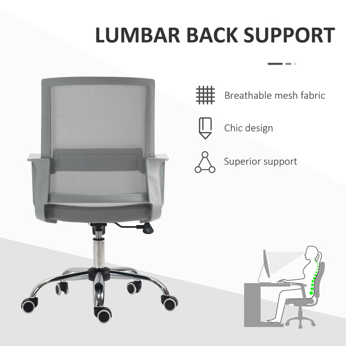 Ergonomic Mesh Desk Chair with Adjustable Armrests - 360° Swivel and Height Adjustment Features - Ideal for Comfortable Office Seating