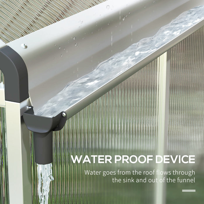 Polycarbonate Walk-In Greenhouse 6x10ft - Sturdy Aluminium Frame, Integrated Rain Gutters, Ample Ventilation with Window - Ideal for Garden Plant Cultivation