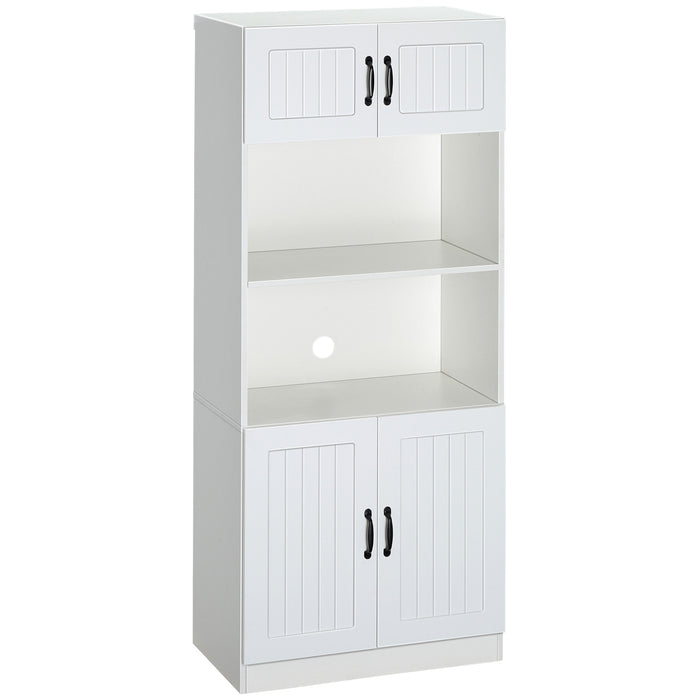 5-Tier Kitchen Cupboard with Adjustable Shelving - Space-Saving Storage Cabinet with Open Microwave Platform - Ideal for Organizing Cookware & Appliances