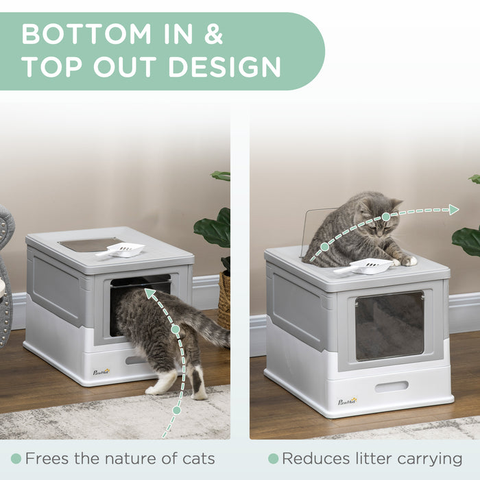 Hooded Litter Box with Scoop - Front Entry & Top Exit Pet Toilet, Spacious & Portable - Ideal for Easy Cleaning & Privacy for Cats