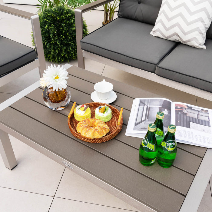 Modern Rectangular Cocktail Table - Aluminium Outdoor Coffee Table - Perfect for Outdoor Entertaining and Parties