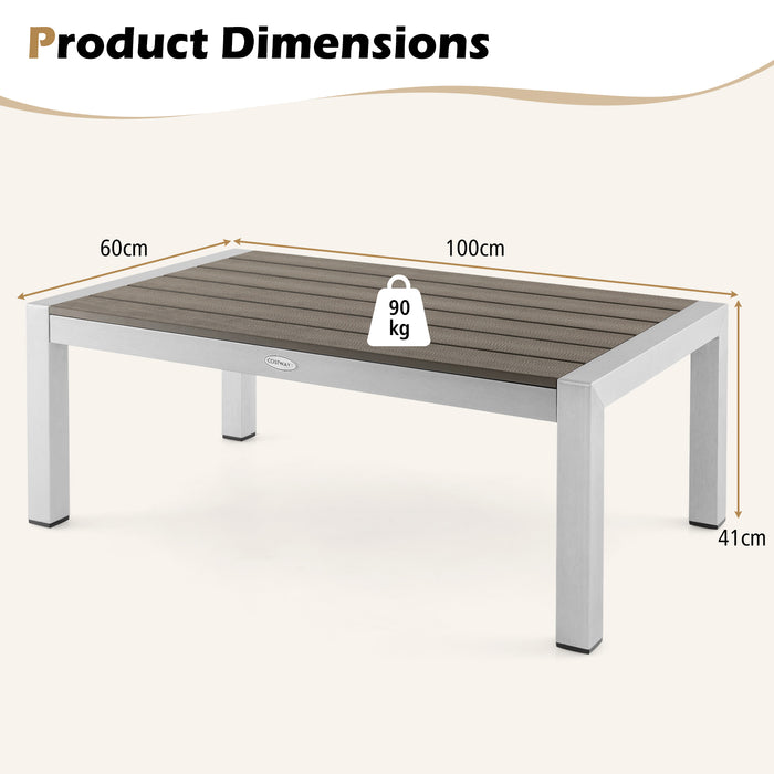 Modern Rectangular Cocktail Table - Aluminium Outdoor Coffee Table - Perfect for Outdoor Entertaining and Parties