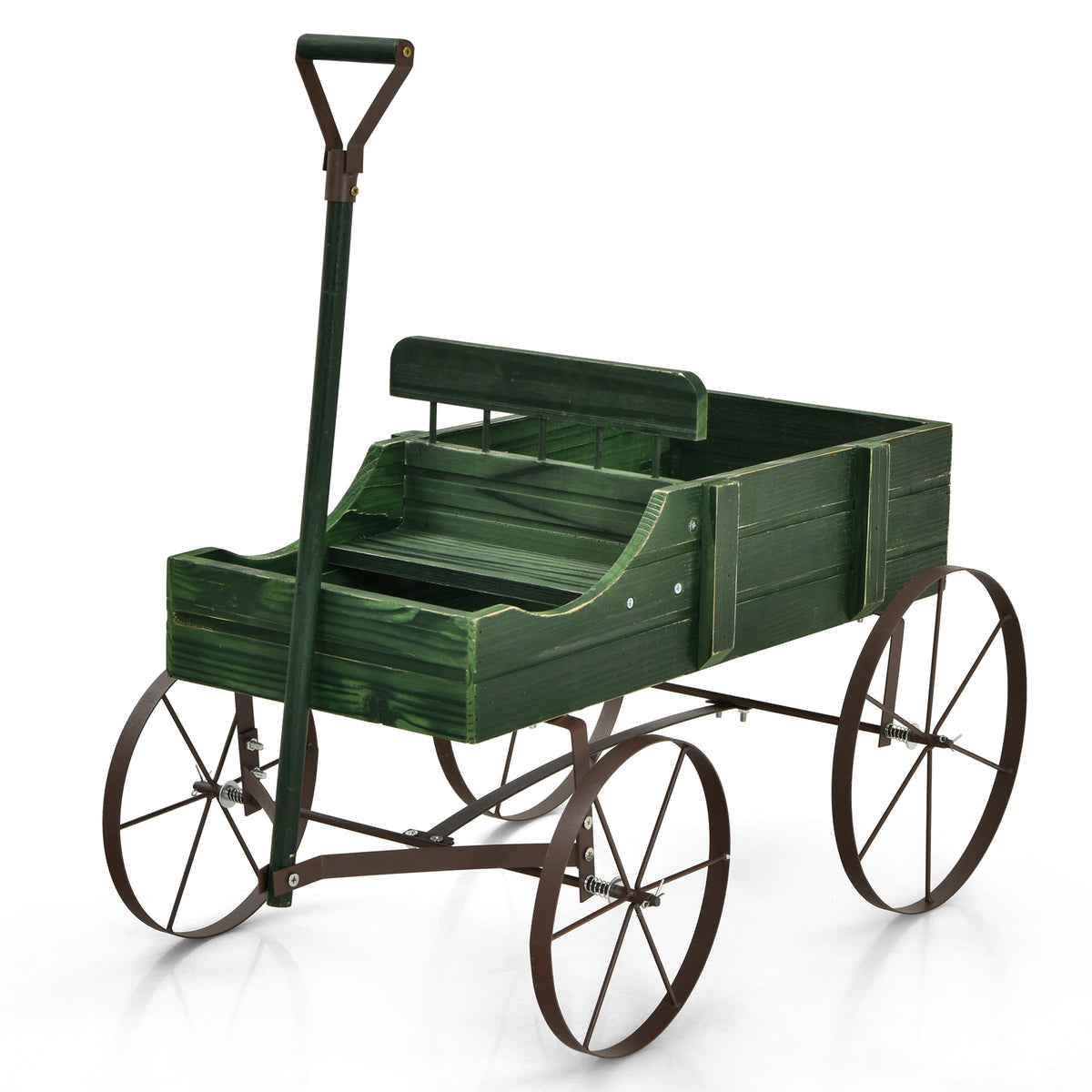 Amish Inspired Design - Wagon Wheel Plant Stand in Rich Brown - Ideal for Displaying Potted Plants with Rustic Flair