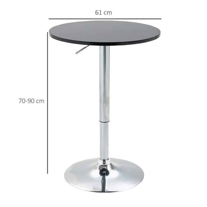 Height-Adjustable Round Bar Table - Sturdy Metal Base, Ideal for Dining Room & Kitchen - Perfect for Home Pub and Counter Spaces, Black