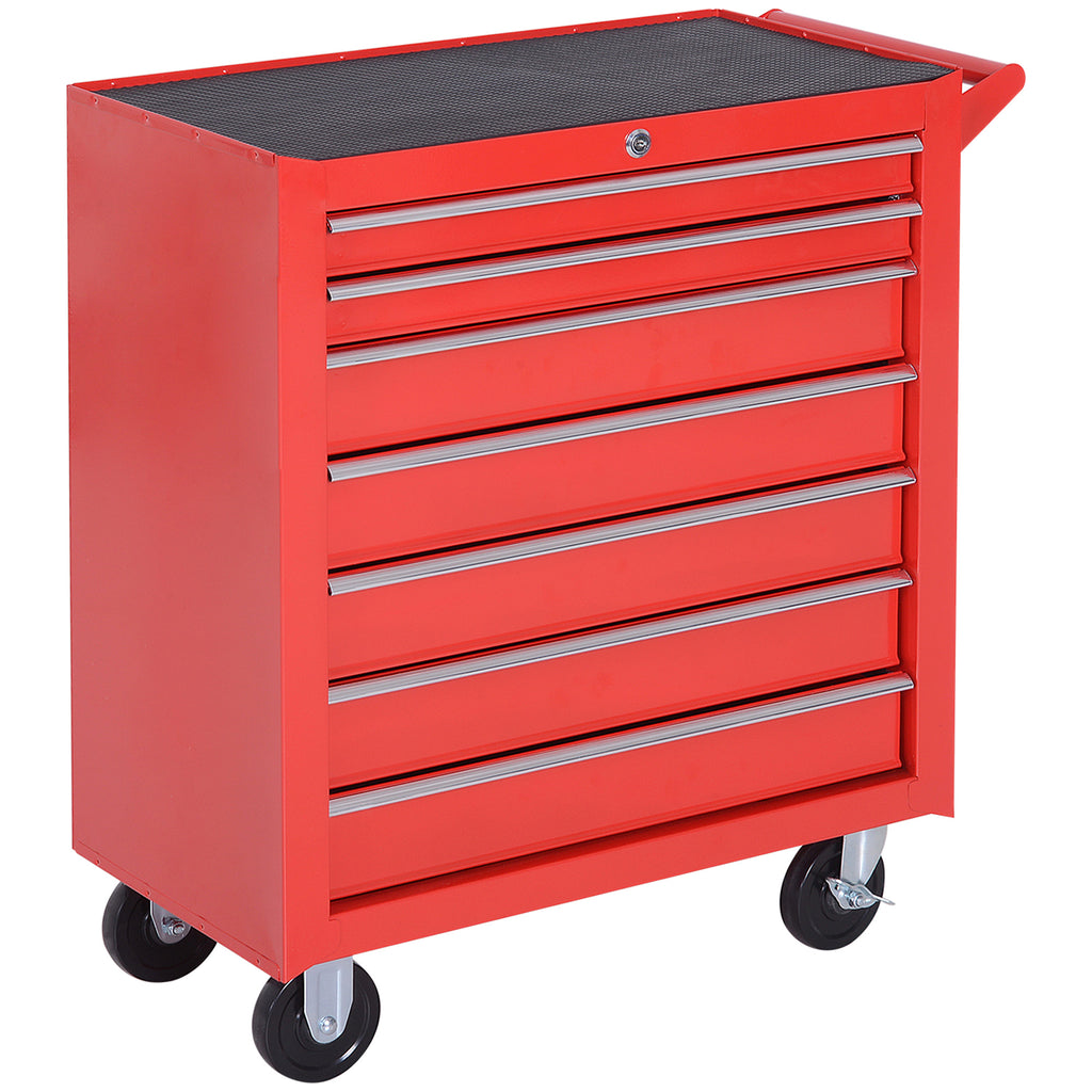 Roller Tool Cabinet with 7 Drawers - Wheeled Storage Chest for Easy Mobility - Ideal for Garage and Workshop Organization