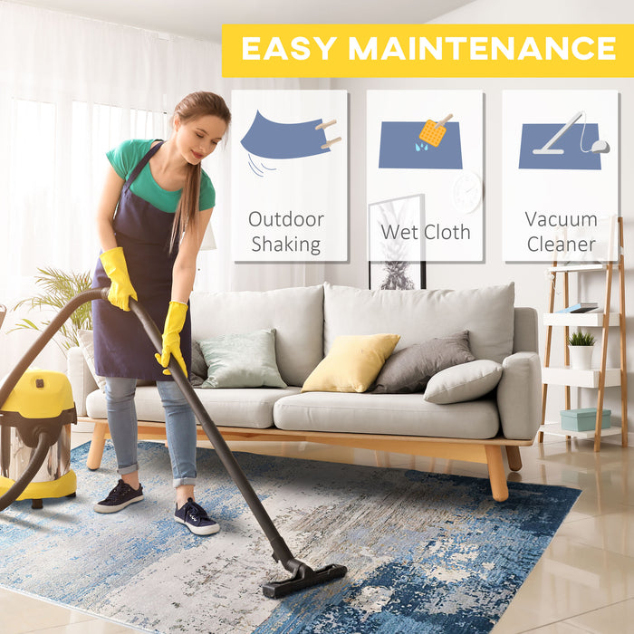 Blue Contemporary Floor Covering - Spacious Area Rug for Home Decor, 160x200 cm - Ideal for Living Room, Bedroom, Dining Setting