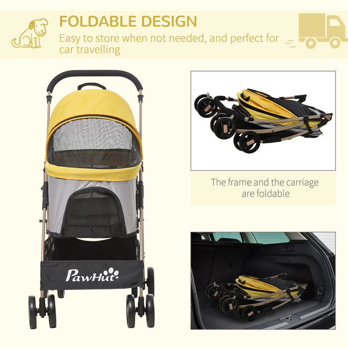 3-in-1 Detachable Pet Stroller with Rain Cover - Cat Dog Pushchair, Foldable Carrier, Universal Wheels, Brake System & Canopy Basket - Ideal for Travel & Outdoor Comfort for Small Animals