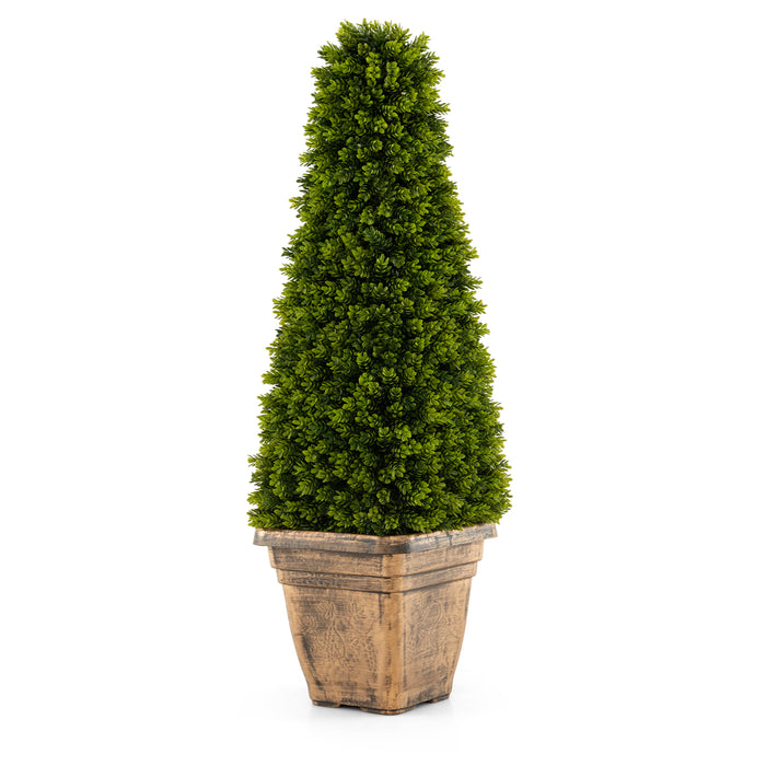 Artificial Boxwood Topiary Tree, 90cm - Decorative Greenery with Cement Flowerpot - Perfect for Home and Garden Decorations