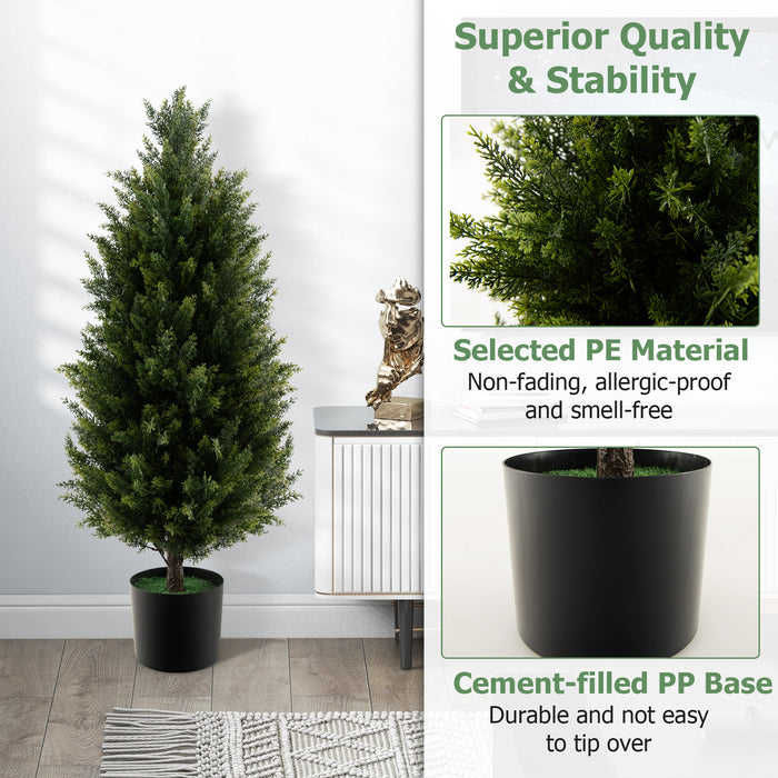 Artificial Topiary Cedar - 93 CM Tall, Comes with Cement Plastic Pot - Perfect for Indoor or Outdoor Décor