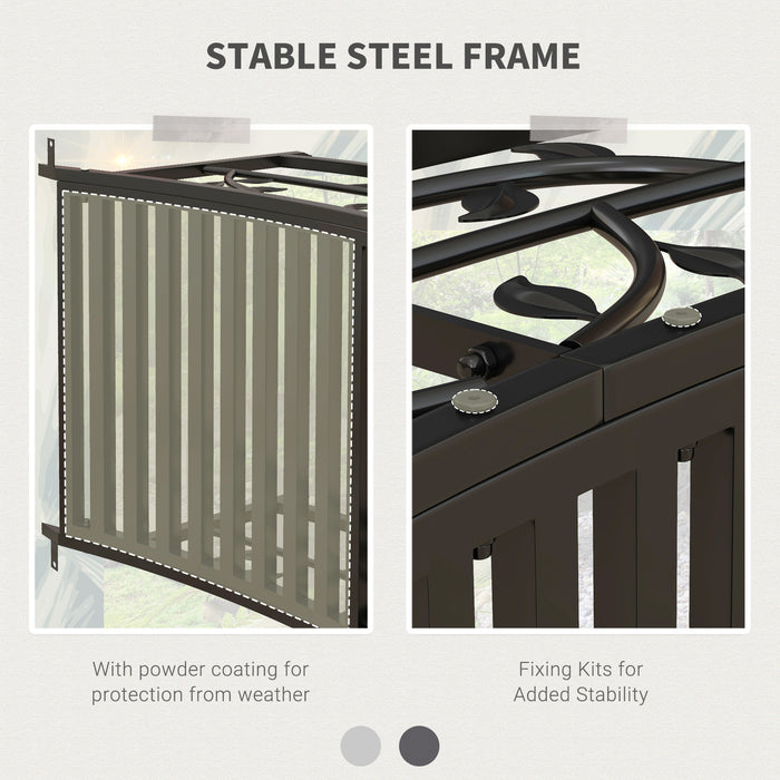 Garden Bridge with Metal Vine Motif - 1.2M Length, Decorative Arch Design in Black - Enhances Outdoor Spaces & Walkways