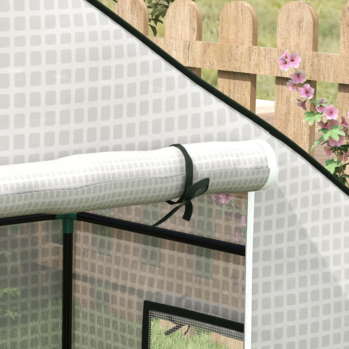 Walk-In PE Greenhouse Cover with Roll-Up Door and Windows - Durable Replacement 140x73x190cm Hot House Cover, White - Perfect for Gardeners and Home Farming Enthusiasts