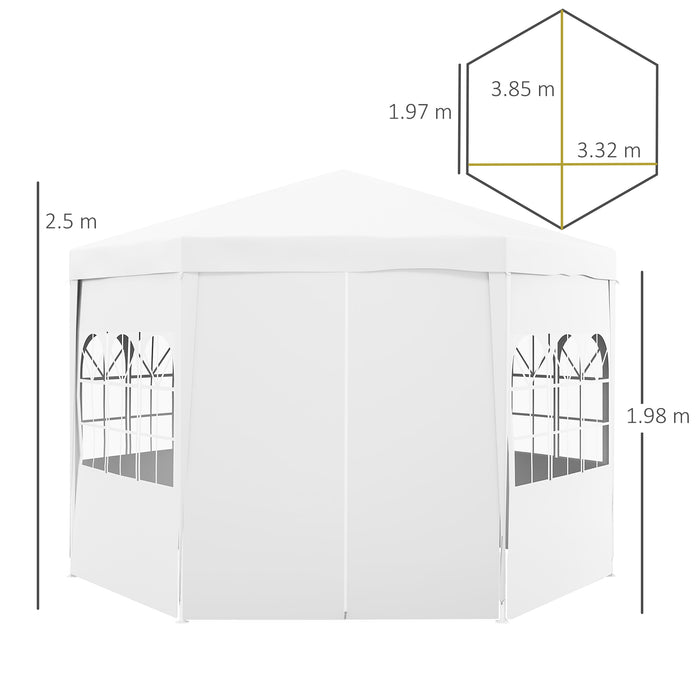 Waterproof PE Canopy Shade with 6 Removable Side Walls - 4m Party Tent for Wedding and Outdoor Events - Ideal for Festive Gatherings and Commercial Use