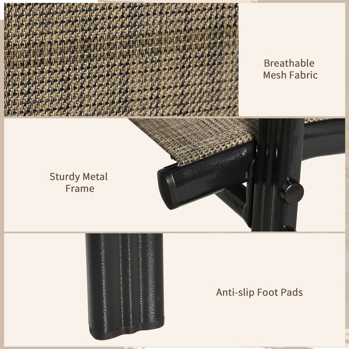 Outdoor Garden Dining Chair Set - 4 Piece Stackable High Backrest with Armrests & Breathable Mesh Fabric in Mixed Brown - Comfortable Patio Seating for Dining & Relaxation